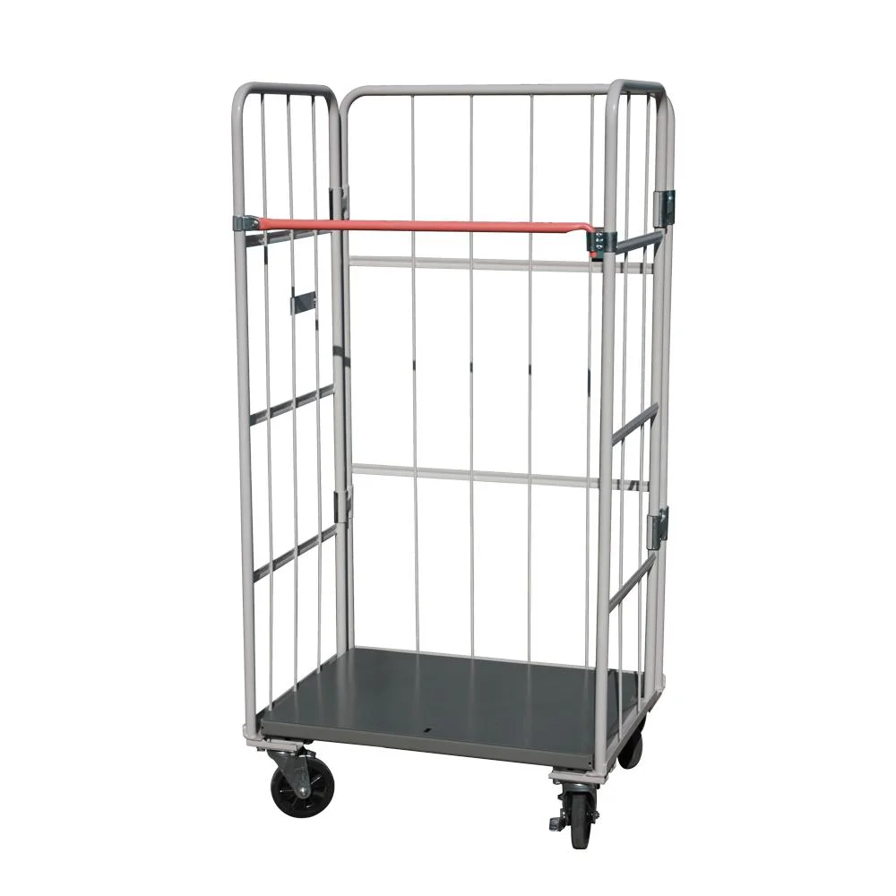 Galvanized Powder Coated Foldable Rolling Shopping Carts with Four Wheels Roll Container