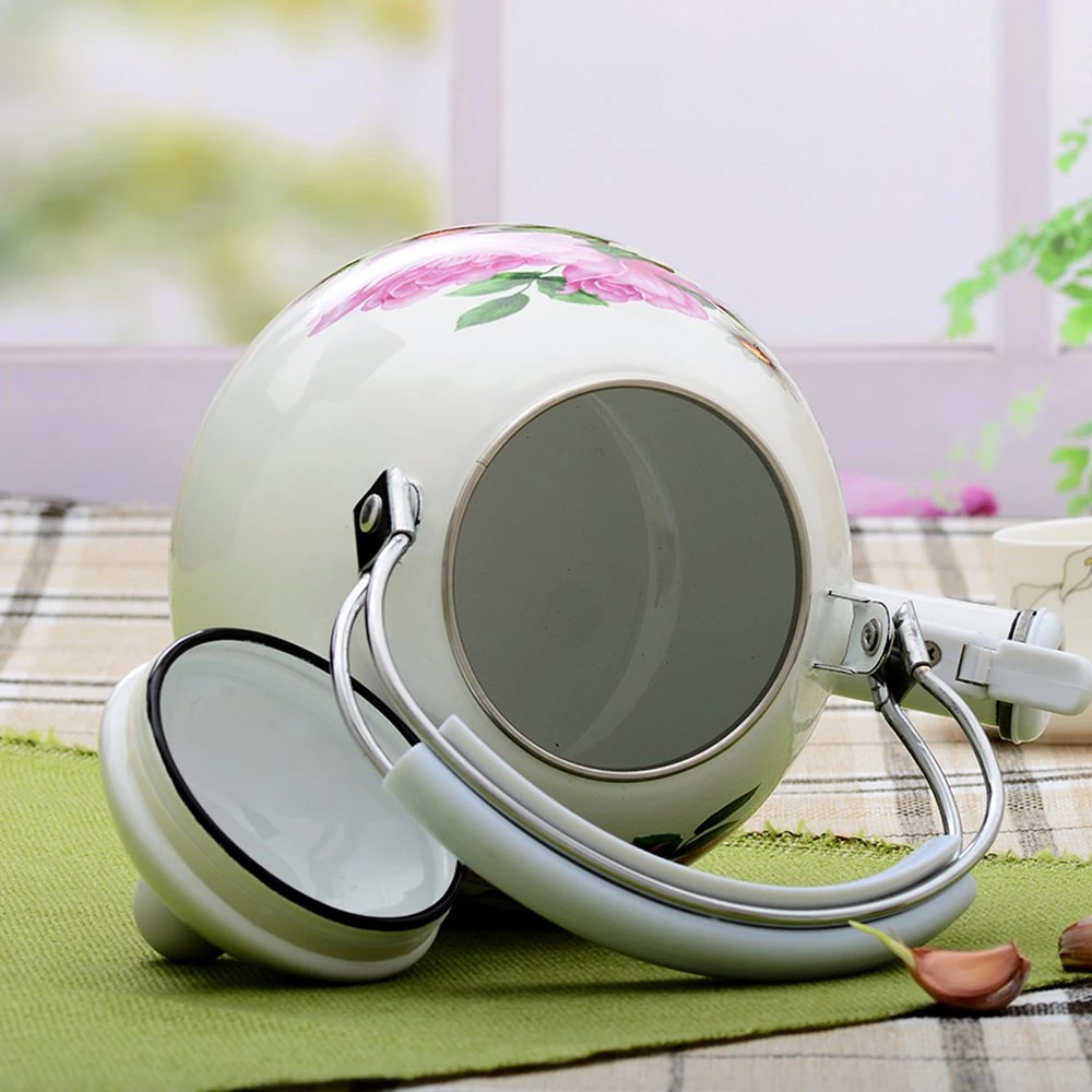 Good Quality Big Decal Flower Durable Enamel Kettle with Combination Handle 2.5L