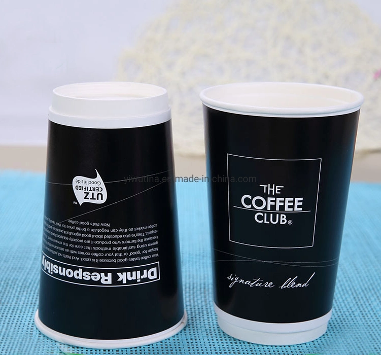 Logotipo personalizado Imprimir té caliente / Café Negro vaso de papel con impresión