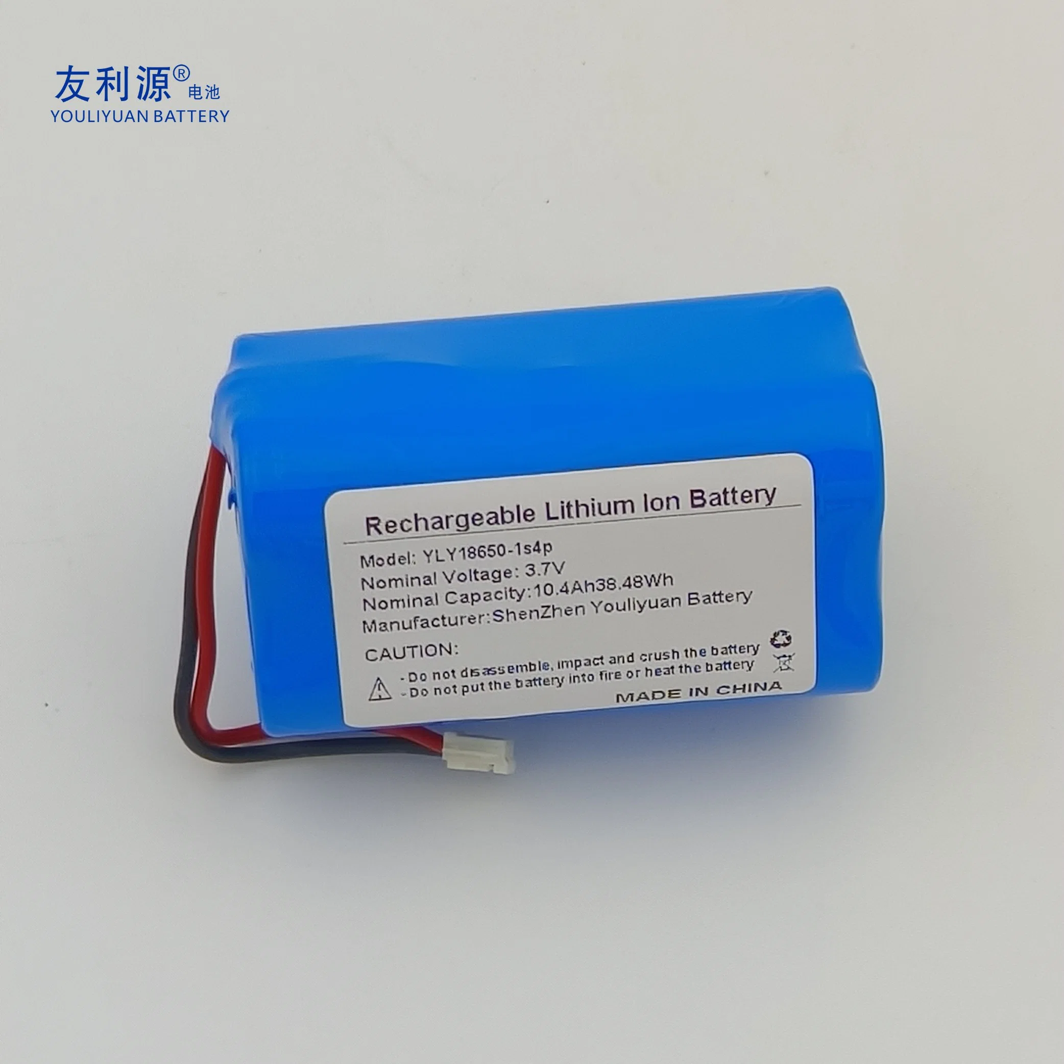 Rechargeable 18650 1s4p 3.7V 10.4ah Lithium Battery with BMS for Electronic Devices Cordless Tools