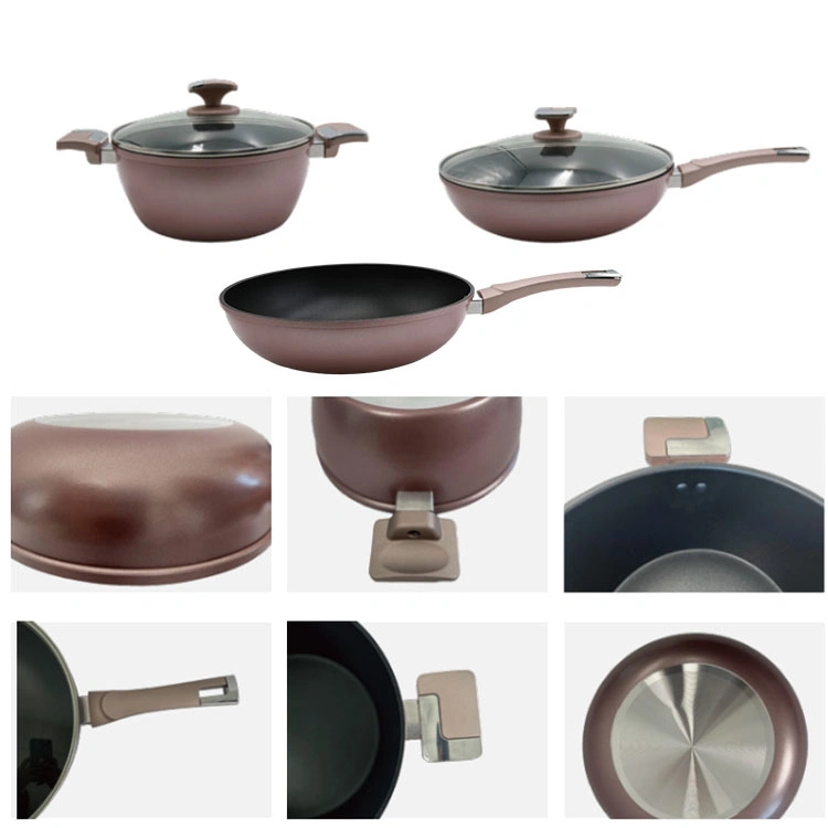 2023 OEM Cheap Price Die Cast Modern Induction Casserole Forged Big Aluminium Kitchen Nonstick Pan Cookware Sets