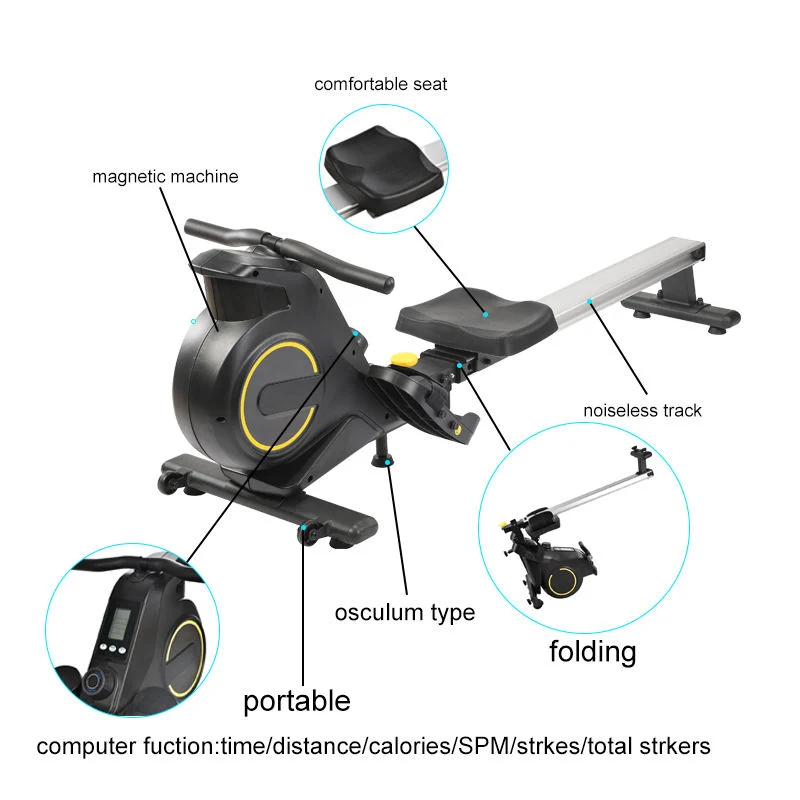 Home Fitness Foldable Rower Magnetic Indoor Gym Exercise Equipment Air Rowing Machine for Sale