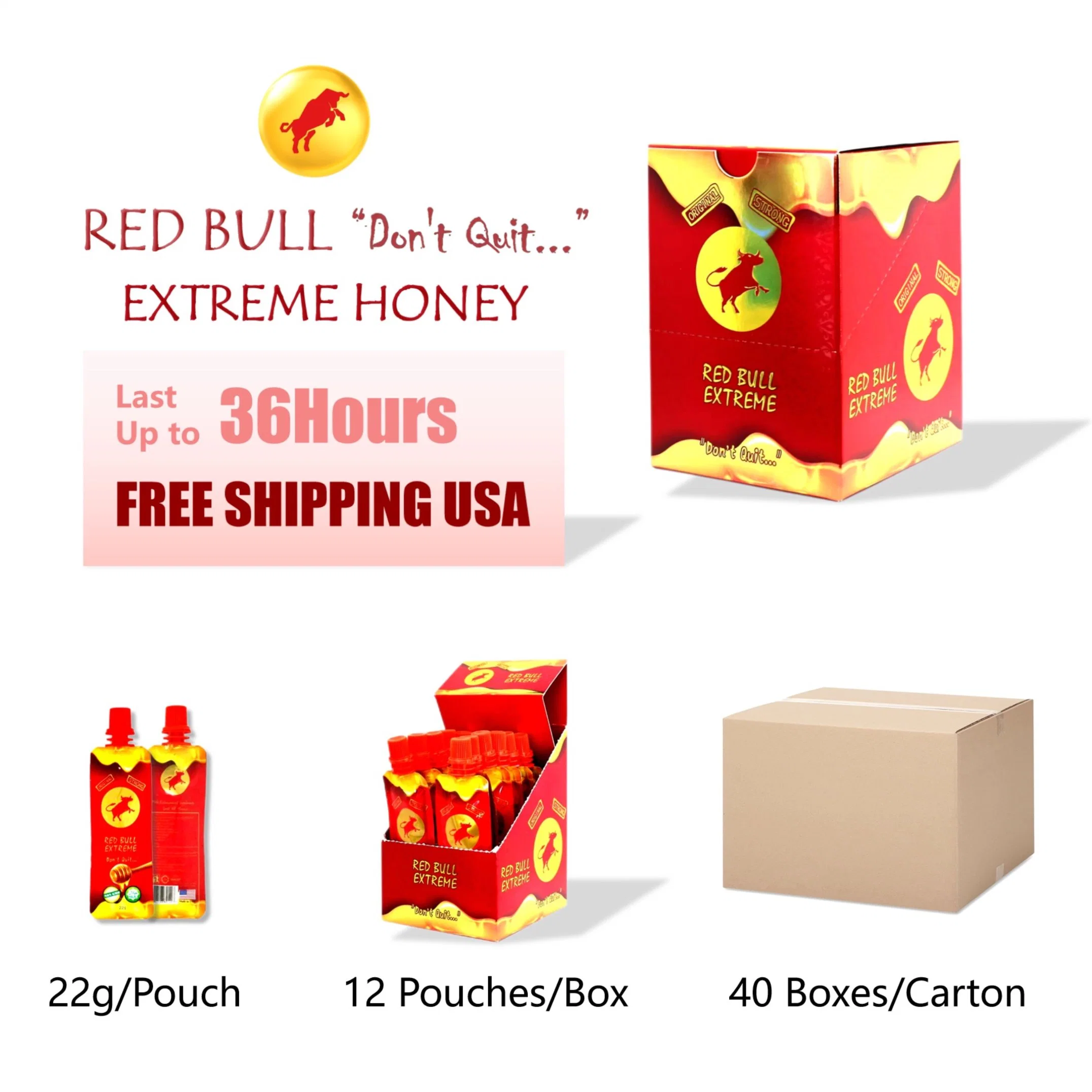 OEM Customized Wholesale Royal VIP Red Bull Energy Natural Honey