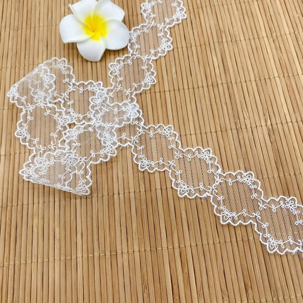 New Lace Mesh Polyester Embroidery Double Trim Wedding Accessories Embroidery Lace