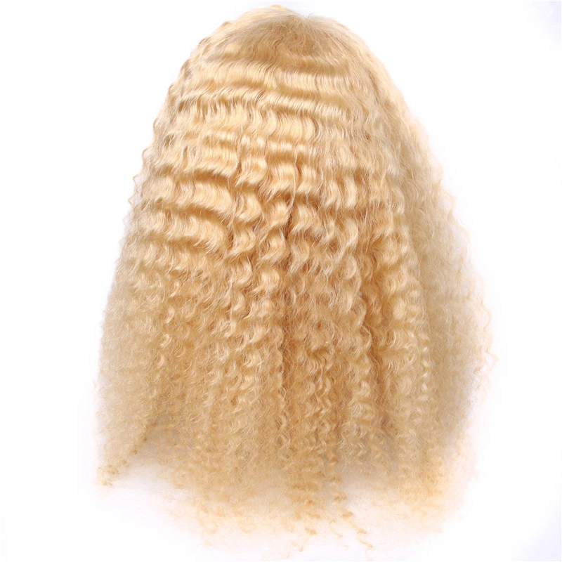 Kbeth Kinky Curly 613 Gold Transparent Lace Frontal Wig for Black White Ladies Human Hair 13*6 Lace Front Wigs From Chinese Factory