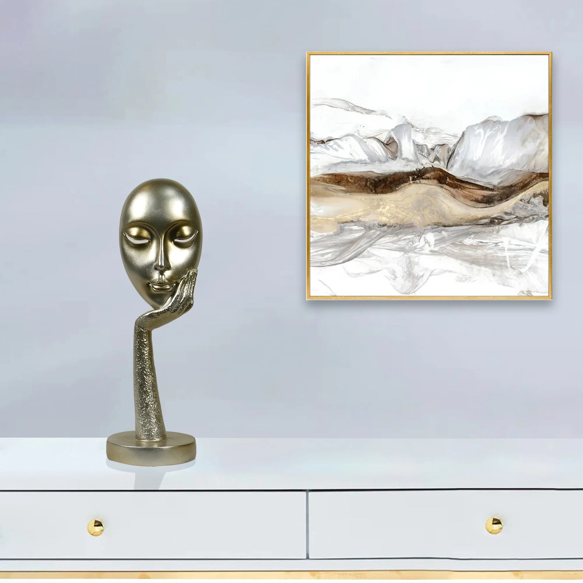 Artisanat Lady face Meditator abstrait Art Sculpture Office artisanat ornement Décoration