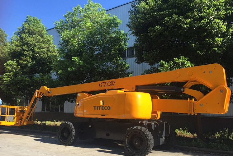 Dispone de 18m 24m de un hombre Cherry Picker remolcable telescópica del cielo de elevación del brazo Boom barato 12m-27m 230kg alegre articulado Selector de pluma telescópica carretilla