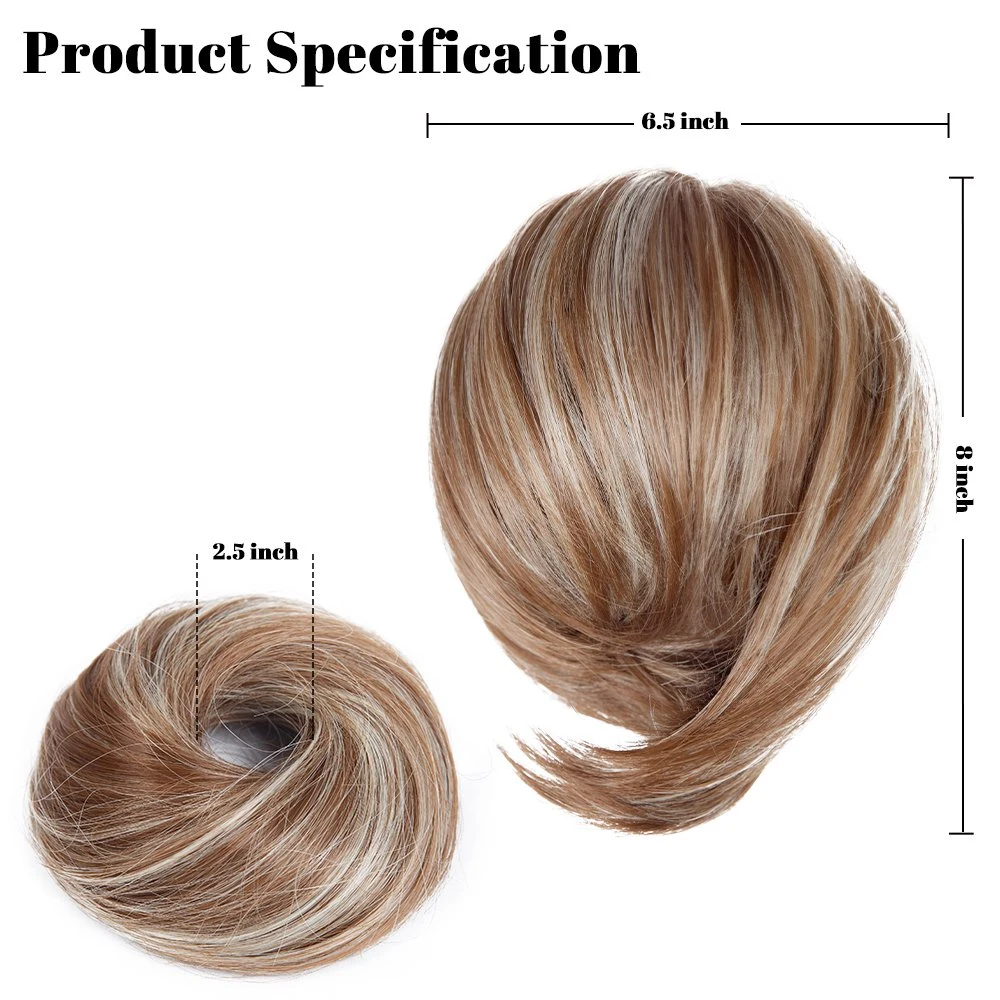 Recommend Fluffy Easy Stretch Straight Ponytail Synthetic Chignon Hairpiece Bun with Elastic Rubber Band