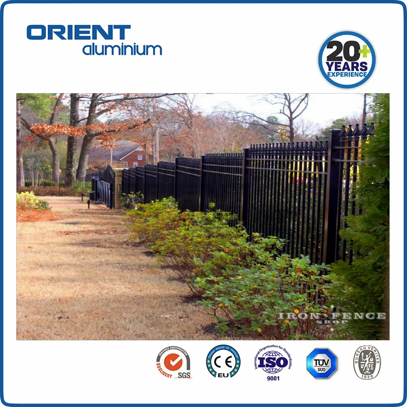 Outdoor Black Top Spearerd 3 Rails Garden Fence Fence Panels