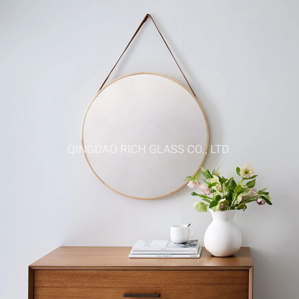 Metal Matte Abrazine Process White Gold Flat Frame Decorative Wall Mirror for Hanging