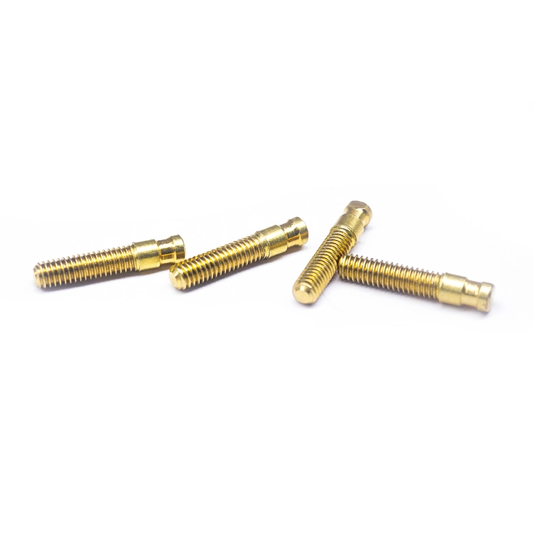 China Custom High Precision Fastener Brass Threaded Fitting Dowel Pin Brass Pin Outer Thread Solid Lock Pin