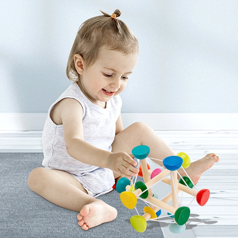 Heißer Verkauf Baby Holzgriff Hüpfball Frühe Bildung Spielzeug