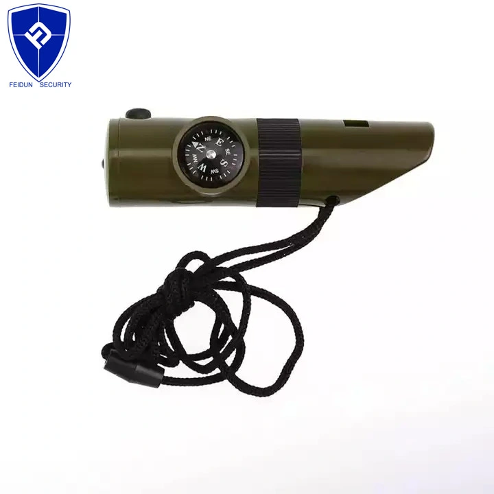 7 in 1 Mini Flashlight Magnifier Tools Sos Survival Kit Camping Survival Whistle with Compass Thermometer