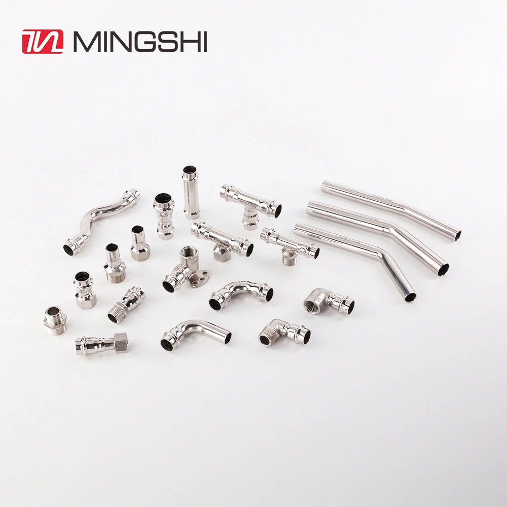 Mingshi Plumbing Materials SUS304 V Type Press Bridge for Pipe Stainless Steel Fitting