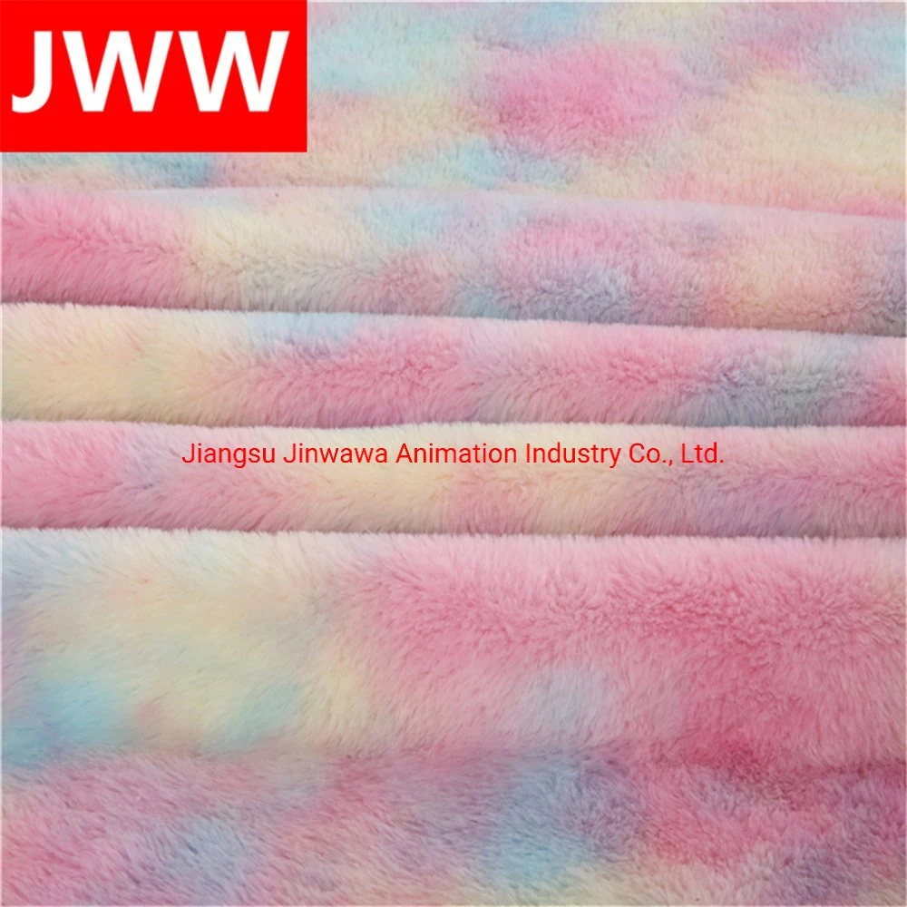 Tie Dye Printed Fake Rabbit Fur Faux Fleece PV Fleece Fabric for Winter Coat