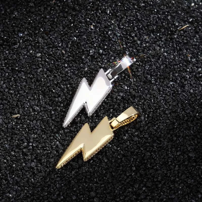 Fashion Zircon Lightning Pendant Necklace Men's Hip Hop Party Jewelry Accessories