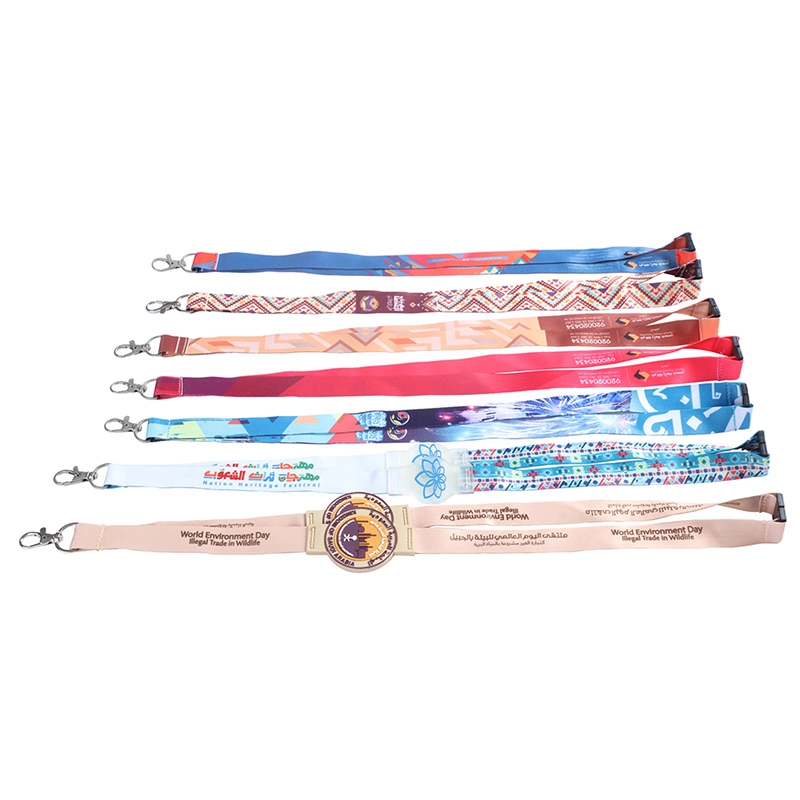 Hot Sale PVC Rubber Logo Neck Strap Customized Safety Breakaway Satin Ribbon Silk Sublimation Printed Lanyard