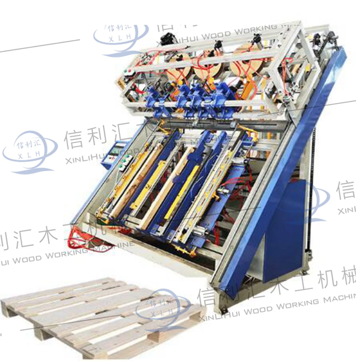 Wood Pallet Nailing Machine Wood Pallet Equipment Automatic Wood Sawdust Pallet Block Compressed Making Machine/Wood Feet Briquette Hot Press Nailing Machine