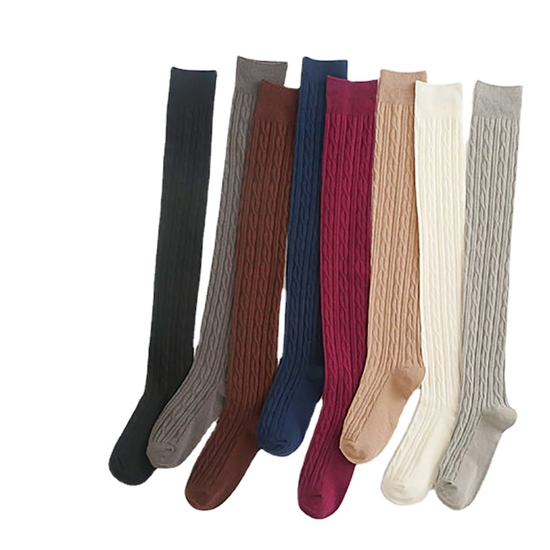 Hot Sale Women and Men OEM Knit Thigh Knee High Socks Boot Compression Socks Extra Long Winter Cable Stockings Hosiery Sock