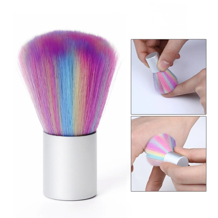 Hot Sale Customized Logo Single Rainbow Brush Makeup Brush Nylon Hair Nail Dust Cleaner Brush