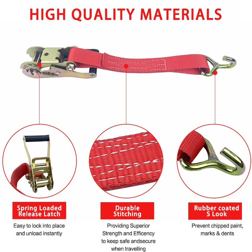 OEM fábrica ODM 1,5 pulgadas Doble J Hooks contenedor de envío Correa de trinquete