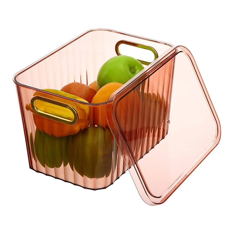 Transparent Household Organizers with Handles Cheap Light Plastic Pantry Storage Bin for Food Tools Pot