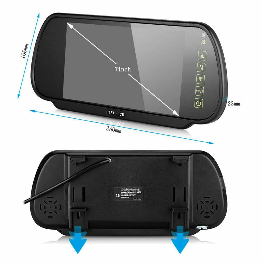 7 Zoll Auto Bus LKW TFT LCD Display Touch-Taste Monitor Für Rückspiegel Auf Der Bildschirmblende