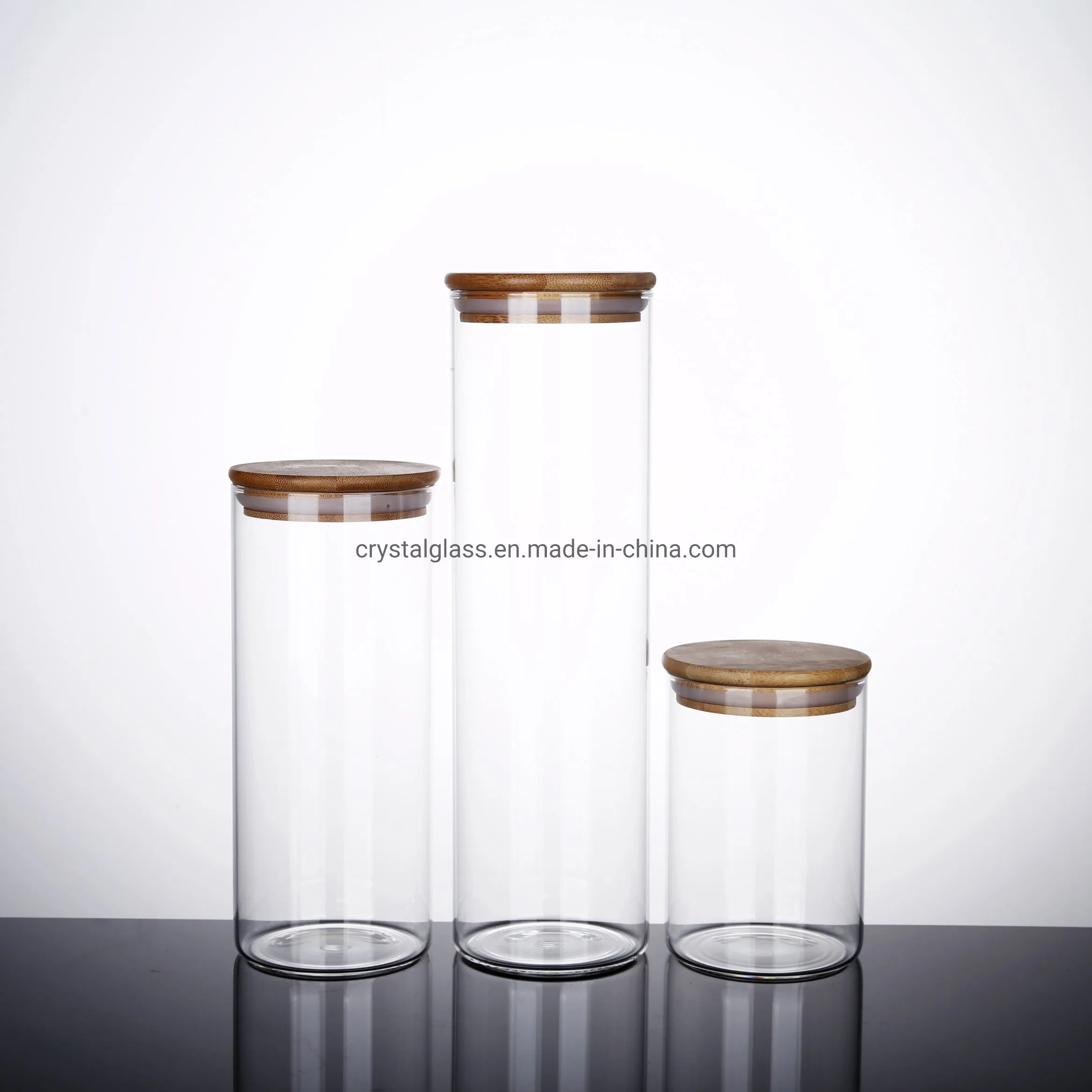 Wide Mouth Tea /Nut /Snacks/Grains High Borosilicate Glass Storage Jar with Bamboo Caps