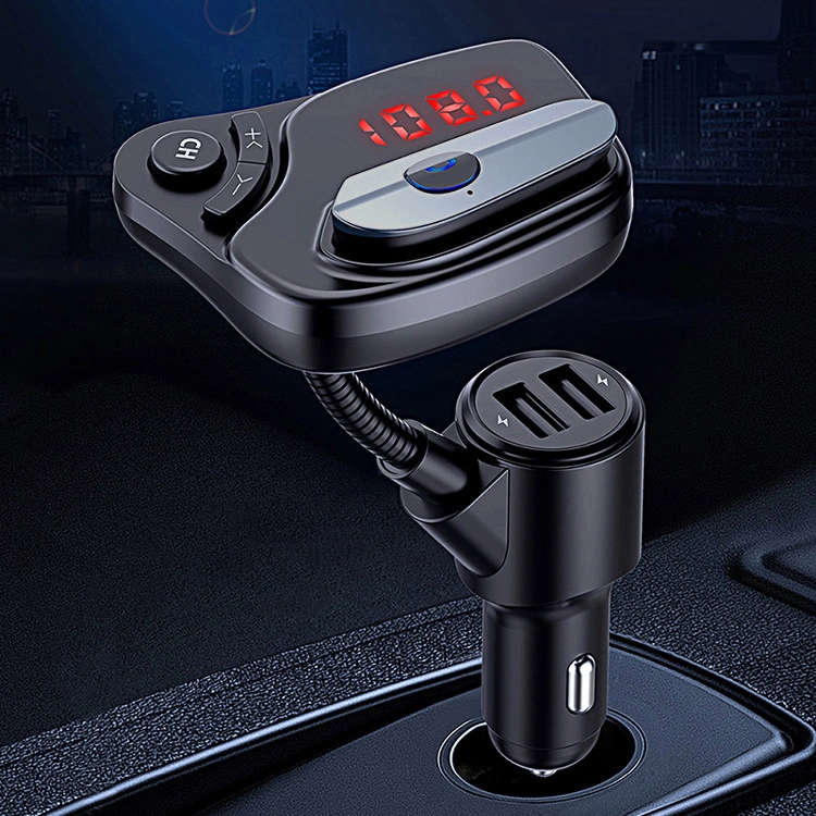 Nouveau commerce de gros Hot MP3 Player mains libres FM émetteur voiture Chargeur chargeur chargeur allume-cigare USB double