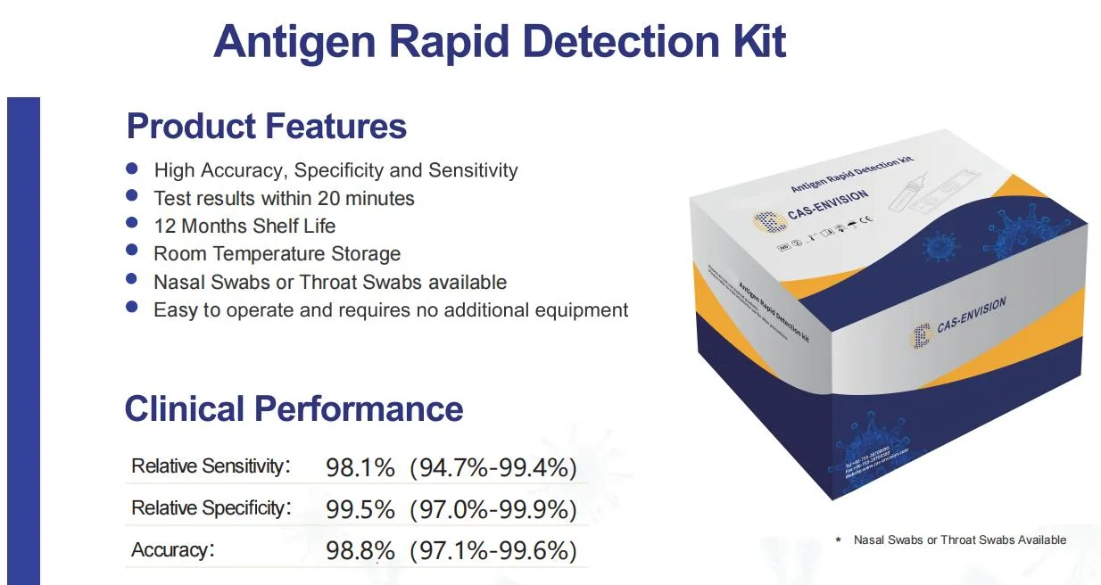 CAS Antigen Rapid Test Kit, Saliva Test, Diagnostic Kit with Nasal/Oral/Saliva/Swab Rapid Test Kit