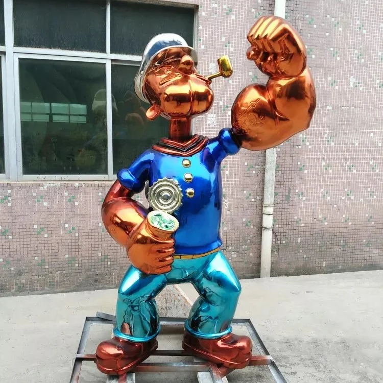 Personalizar Popular Tamaño de vida Popeye Estatua Popeye de acero inoxidable pulido Popeye Para decoración