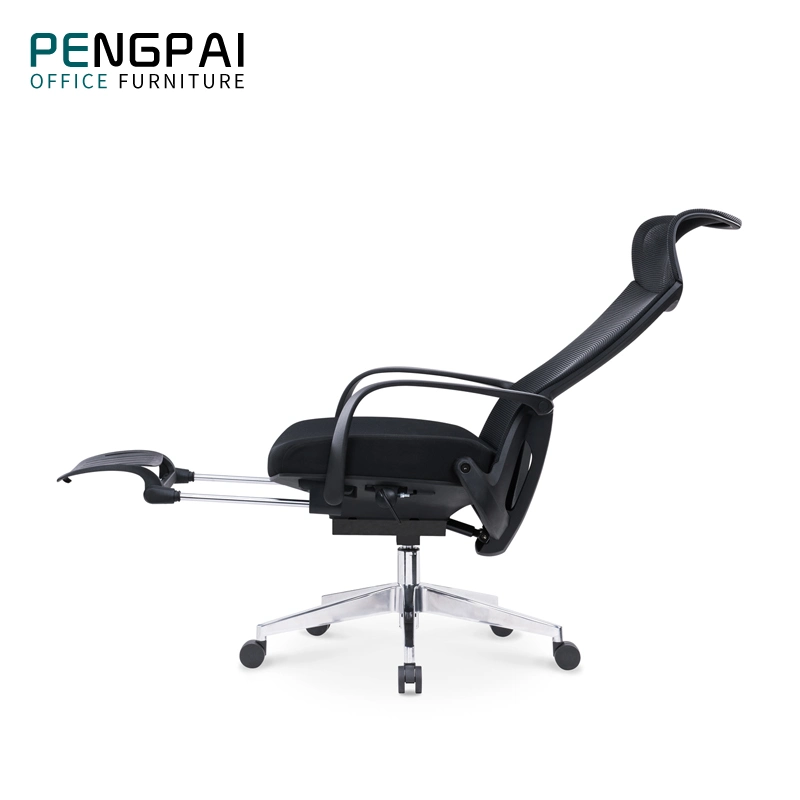 Silla de oficina negra con pata de acero inoxidable