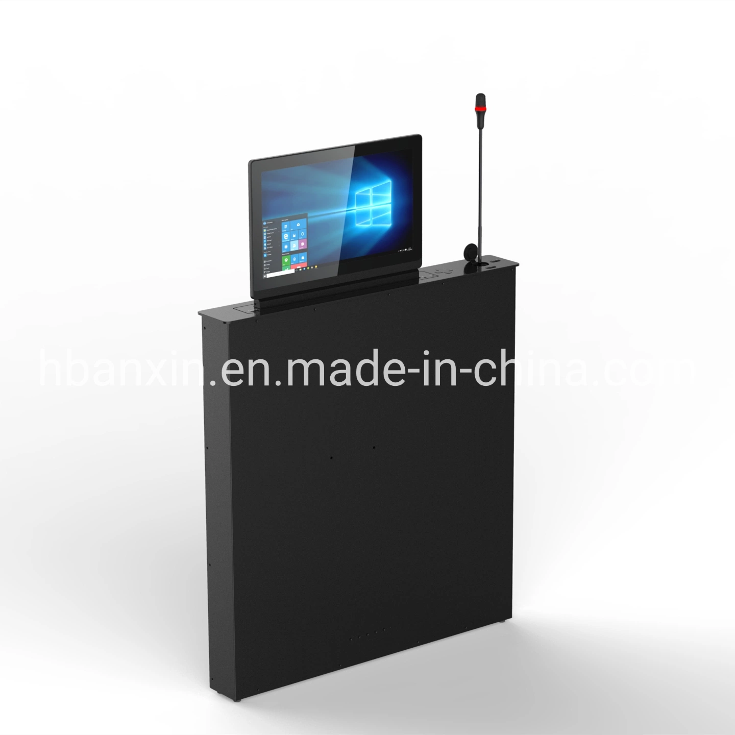 Matériel de bureau intelligent personnalisé pour le système de conférence Tabletop Moniteur LCD escamotable motorisé lever toutes dans un système avec microphone et écran tactile