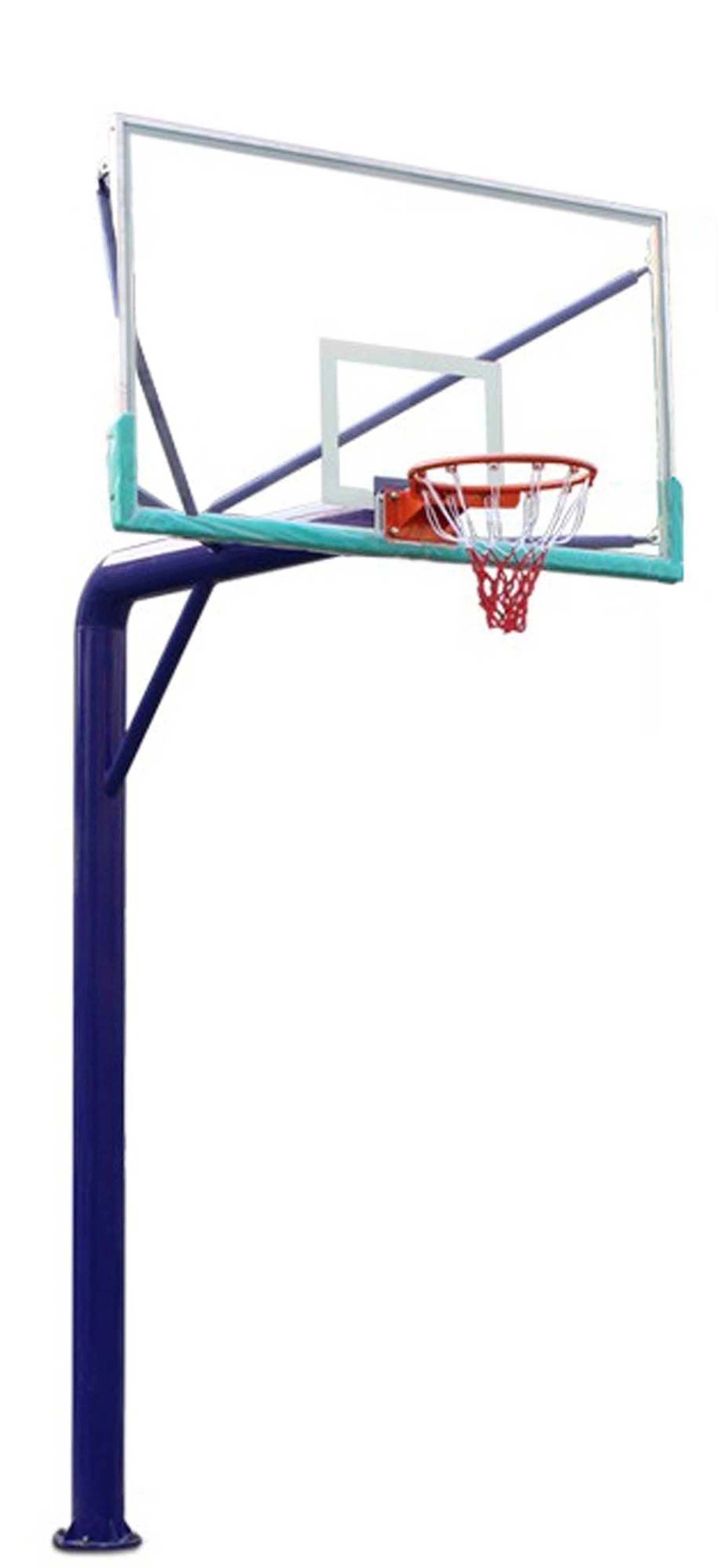 Kt Group in Ground Circular Post Basketball Hoop / Goal / System / Stand Standard with Tempered Glass Backboard