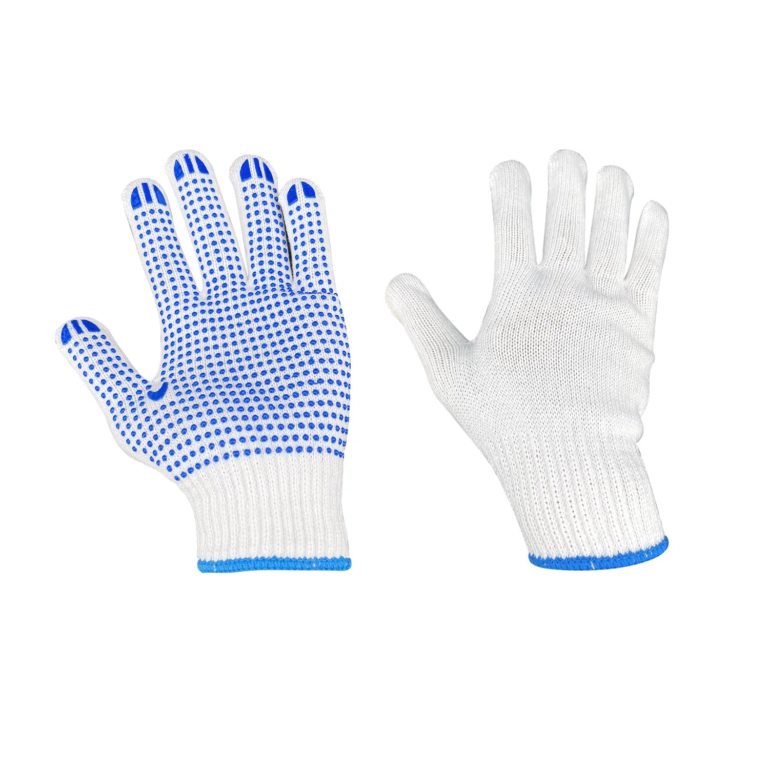 Vente chaude de coton tricot chaîne latérale unique transparente en PVC Gants Dots