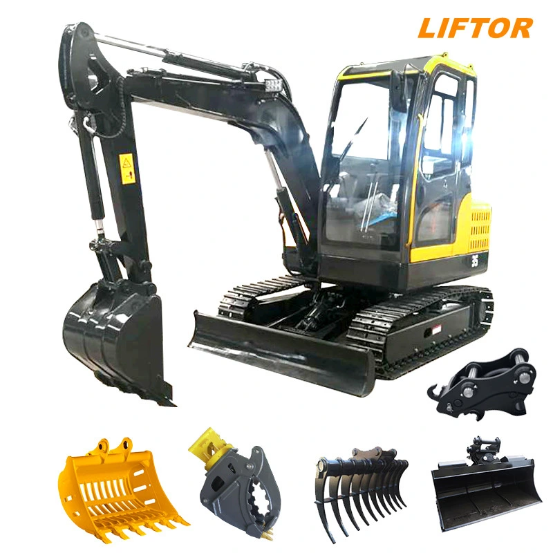 Weekly Deals Mini Excavator 2ton Attachments Mini Excavator 2.5 Ton Cab Enclosed Top Sales