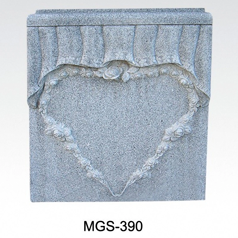 Heart Shape Carving Granite Single Monument Memorial Cremation Memorial