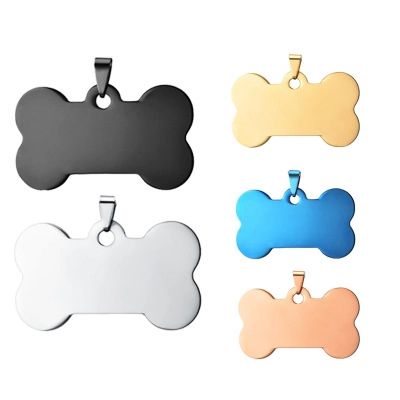 Chien Chat Nom d'ID Tag logo personnalisé de métaux en acier inoxydable silencieux Sublimation gravure collier blanc de l'Armée militaire de l'os accessoires pour animaux de compagnie