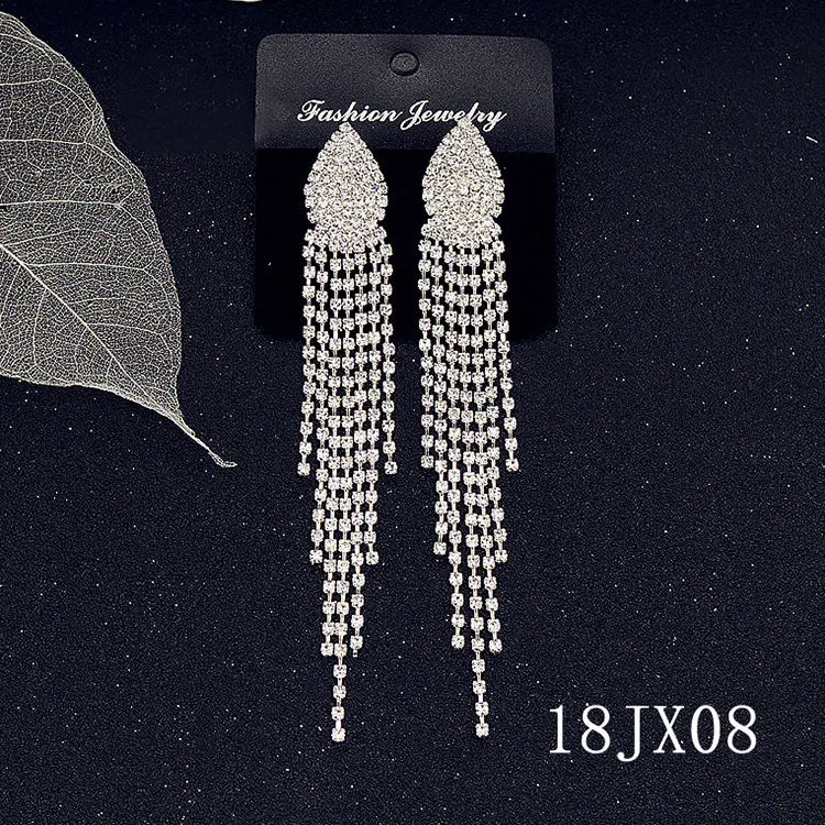 Wholesale/Supplier Fashion Alloy Rhinestone Chain Tassel Earrings Jewelry Gifts