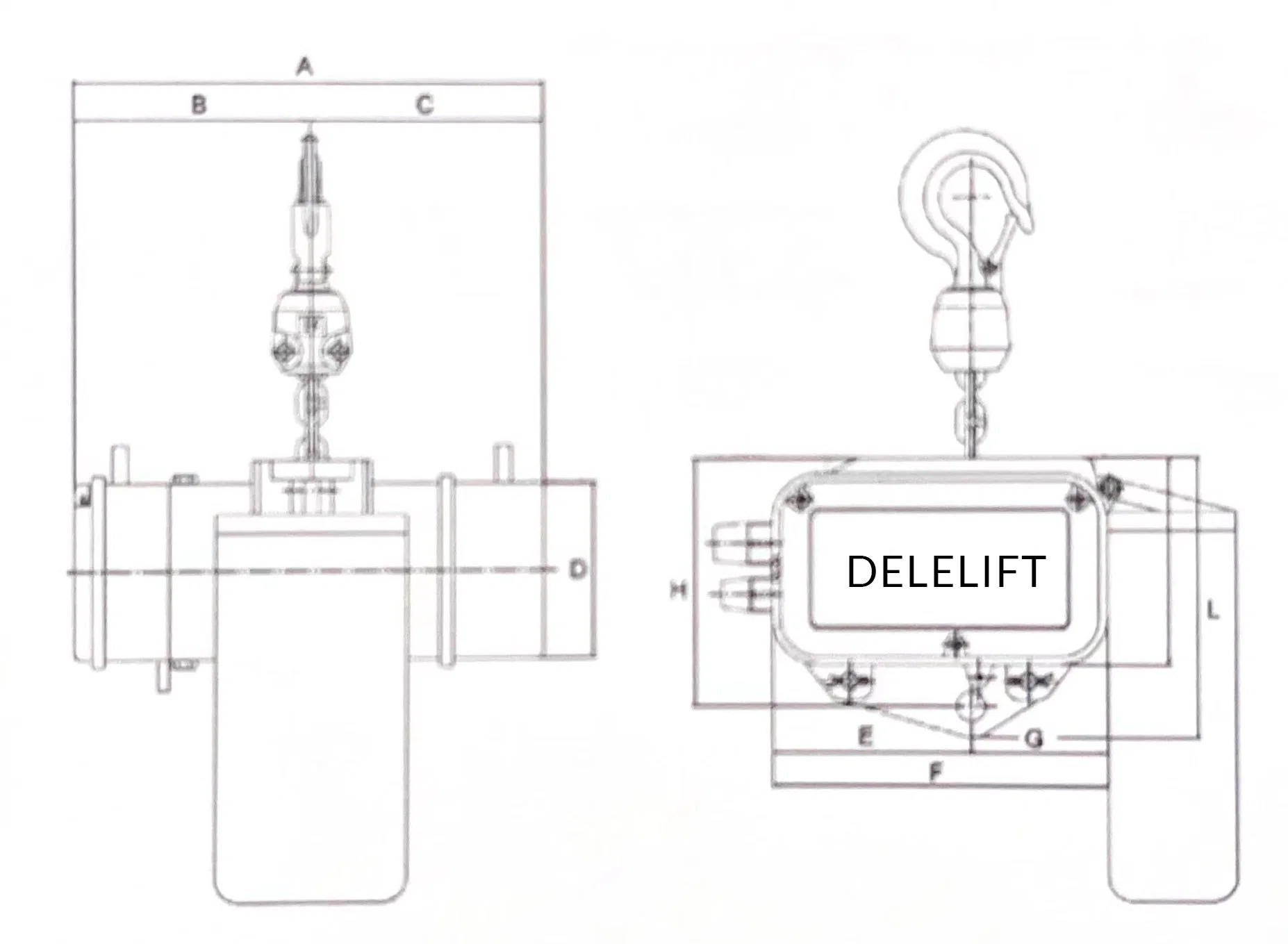 S3 1000kg Hebezeug Intelligente elektrische Bühne Hebezeug 1ton * 25m Kette Blockieren