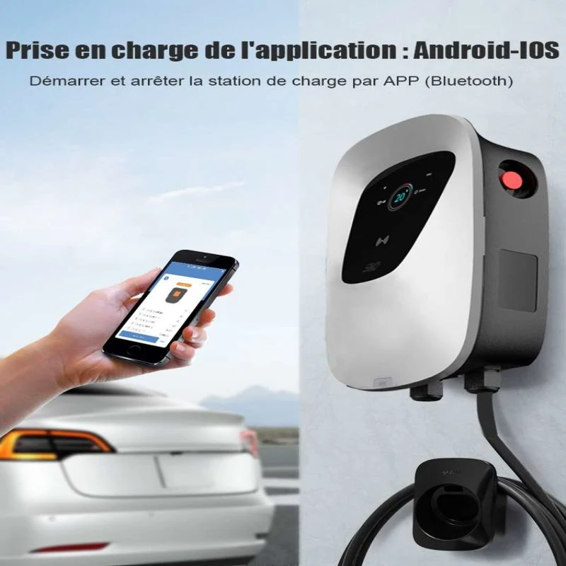 11kw Evse Type 2 Wallmounted 7 Kw AC Electric Vehicle EV Charger, 7kw Car Charger Single Phase Smart Payment