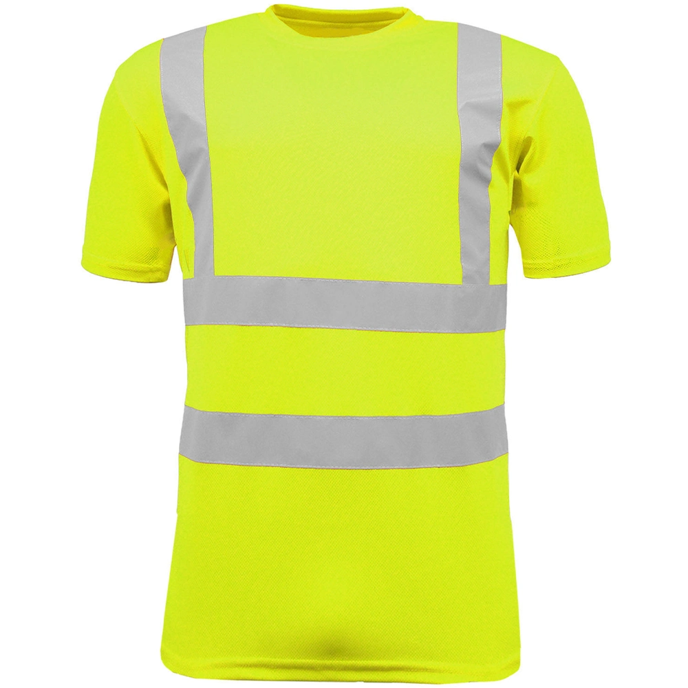 100% algodón orgánico de la seguridad vial Camiseta Ropa de trabajo de construcción reflexiva uniforme