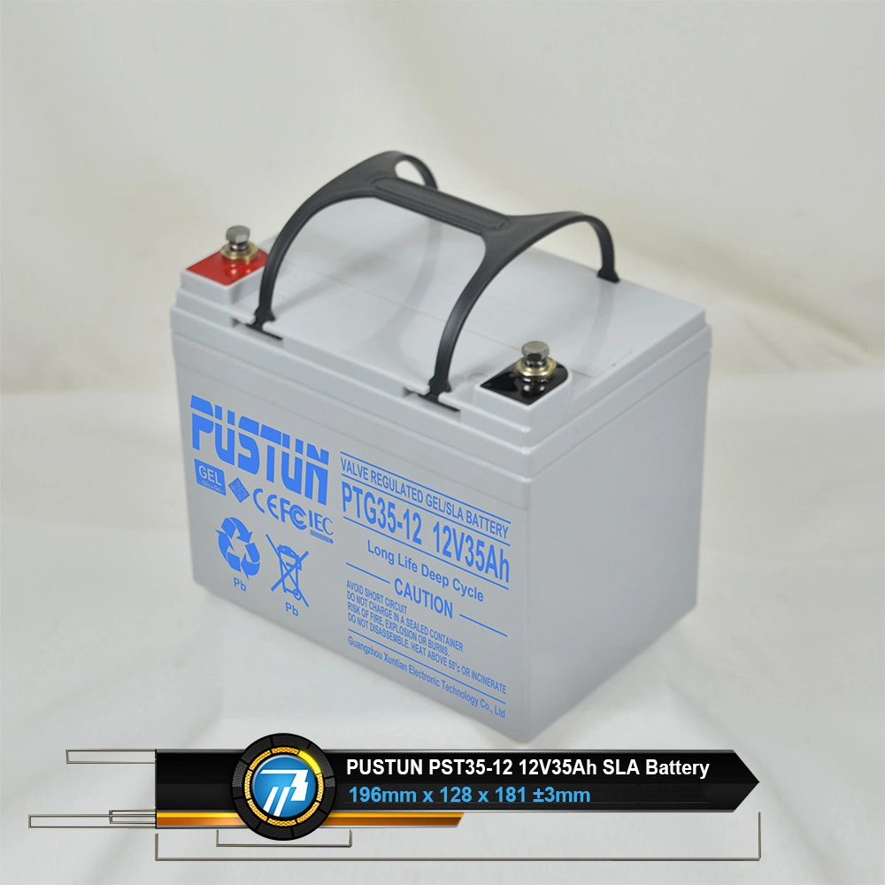 Pustun SLA Deep-Cycle Gel Battery Used for Solar Power System Long Life 12V35ah