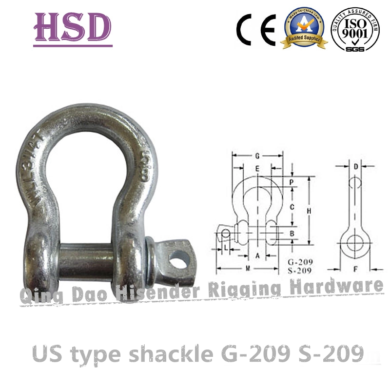 Rigging E. Galvanized G2150 D Type Forged Anchor Chain Shackle