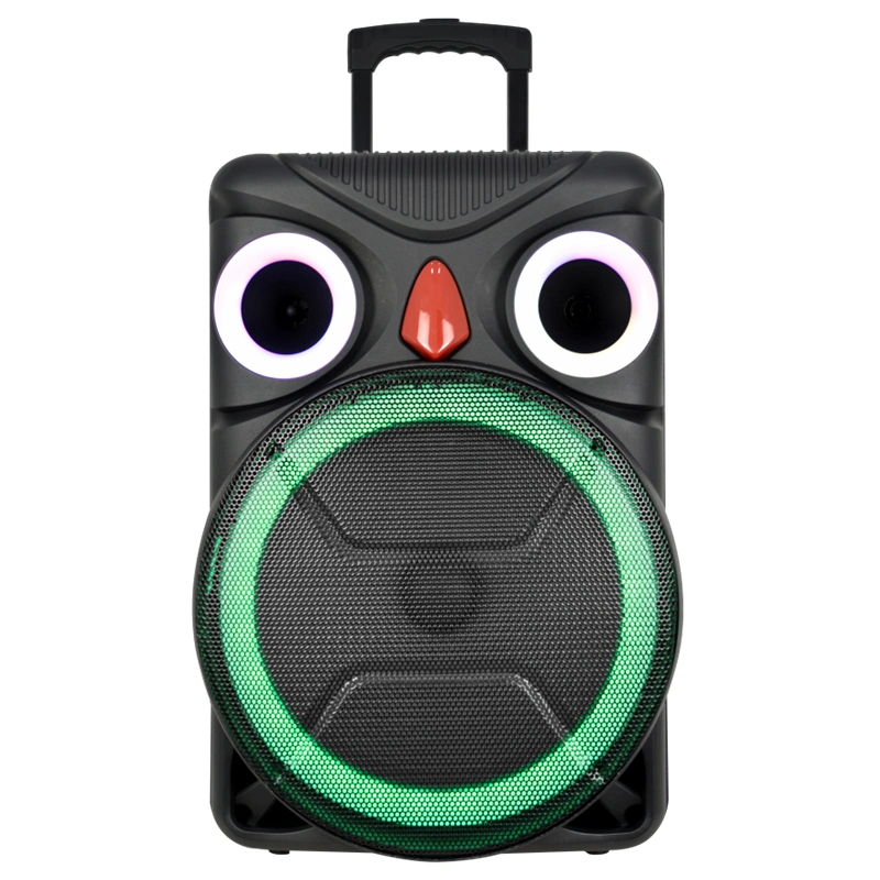 Scène professionnelle de sonorisation Live karaoké puissant 15 pouces Owl Haut-parleur audio actif chariot d'animaux