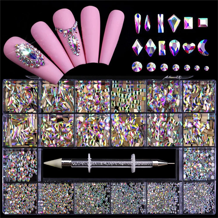 1000PCS 3D Flatback AB Nail Art Diamond/Crystal/Rhinestone Kit bijoux pour Décoration