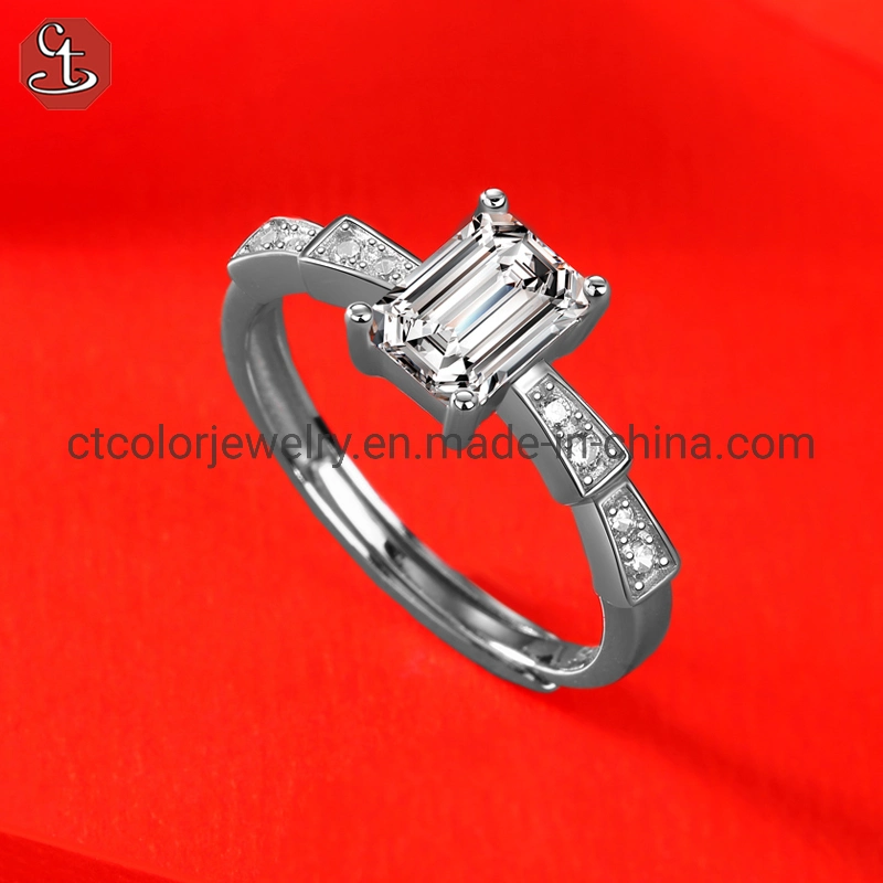 Costume Jewelry Moissanite Diamond Silver Ring Fashion Jewellery for Women