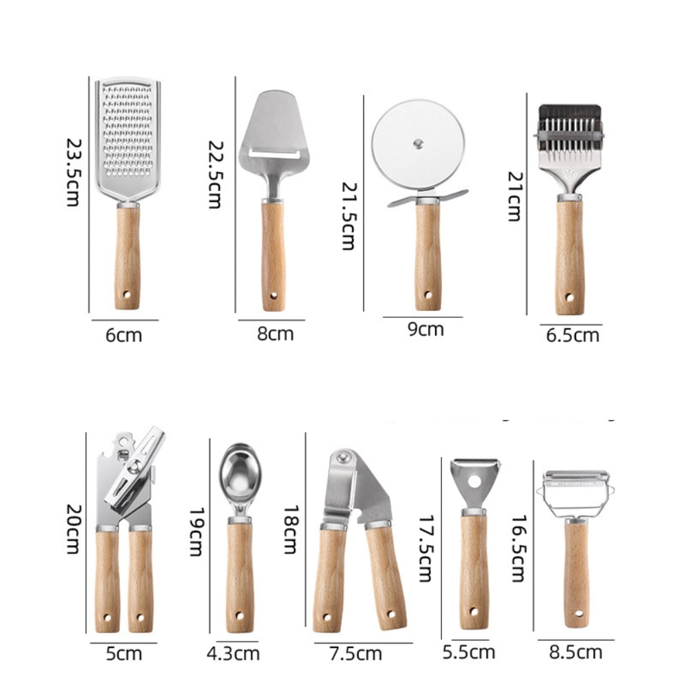 Ustensiles de cuisine en acier inoxydable haute qualité en bois Jeu Gadget EC24295