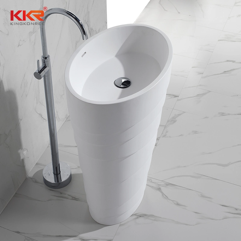 Acrylic Solid Surface Resin Stone Freestanding Bathroom Basin Pedestal Sink