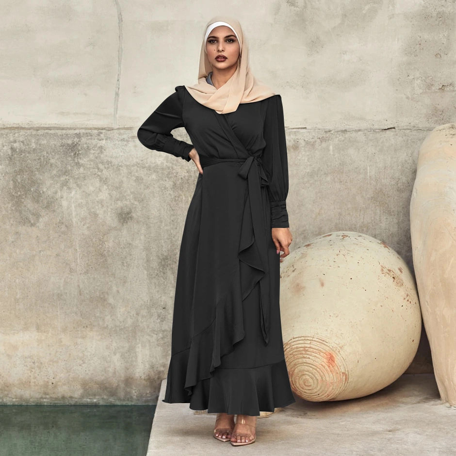 2022 Nuevo diseño de las mujeres Satén Damas viste la ropa al por mayor ropa Islámica musulmán en Turquía Dubai mujer modesta fábrica de vestimenta Precio Abaya